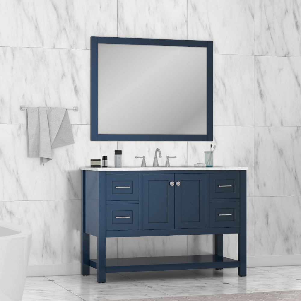 Design Ideas for Navy Blue Vanity and Bathroom