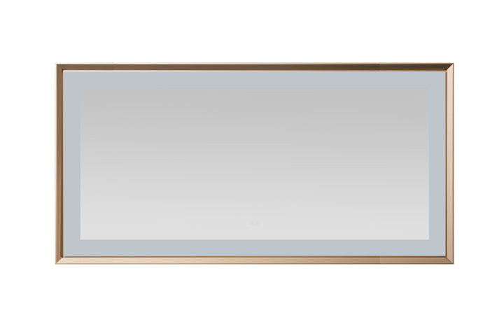 Madison 72" x 36" Framed LED Bathroom Mirror, Anti-Fog in Brushed Gold