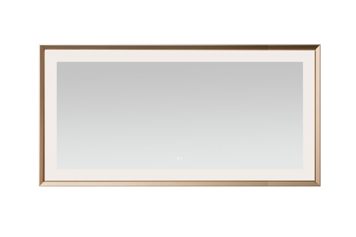 Madison 72" x 36" Framed LED Bathroom Mirror, Anti-Fog in Brushed Gold