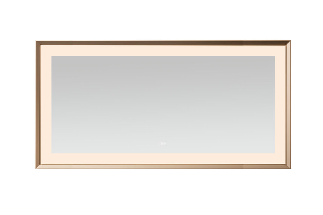 Madison 72" x 36" Framed LED Bathroom Mirror, Anti-Fog in Brushed Gold