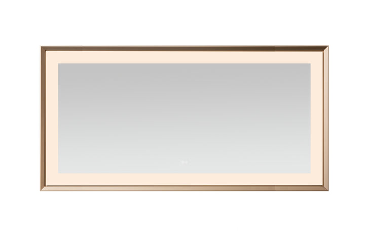 Madison 72" x 36" Framed LED Bathroom Mirror, Anti-Fog in Brushed Gold