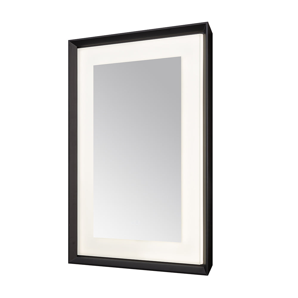 Madison 30" x 36" LED Bathroom Mirror in Matte Black, Anti-Fog