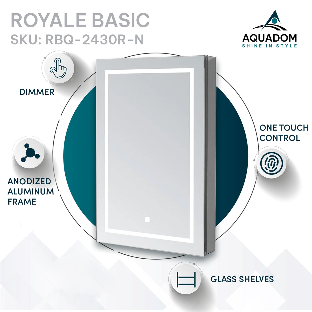 Royale Basic Q 24" x 30" Left Hinge LED Medicine Cabinet