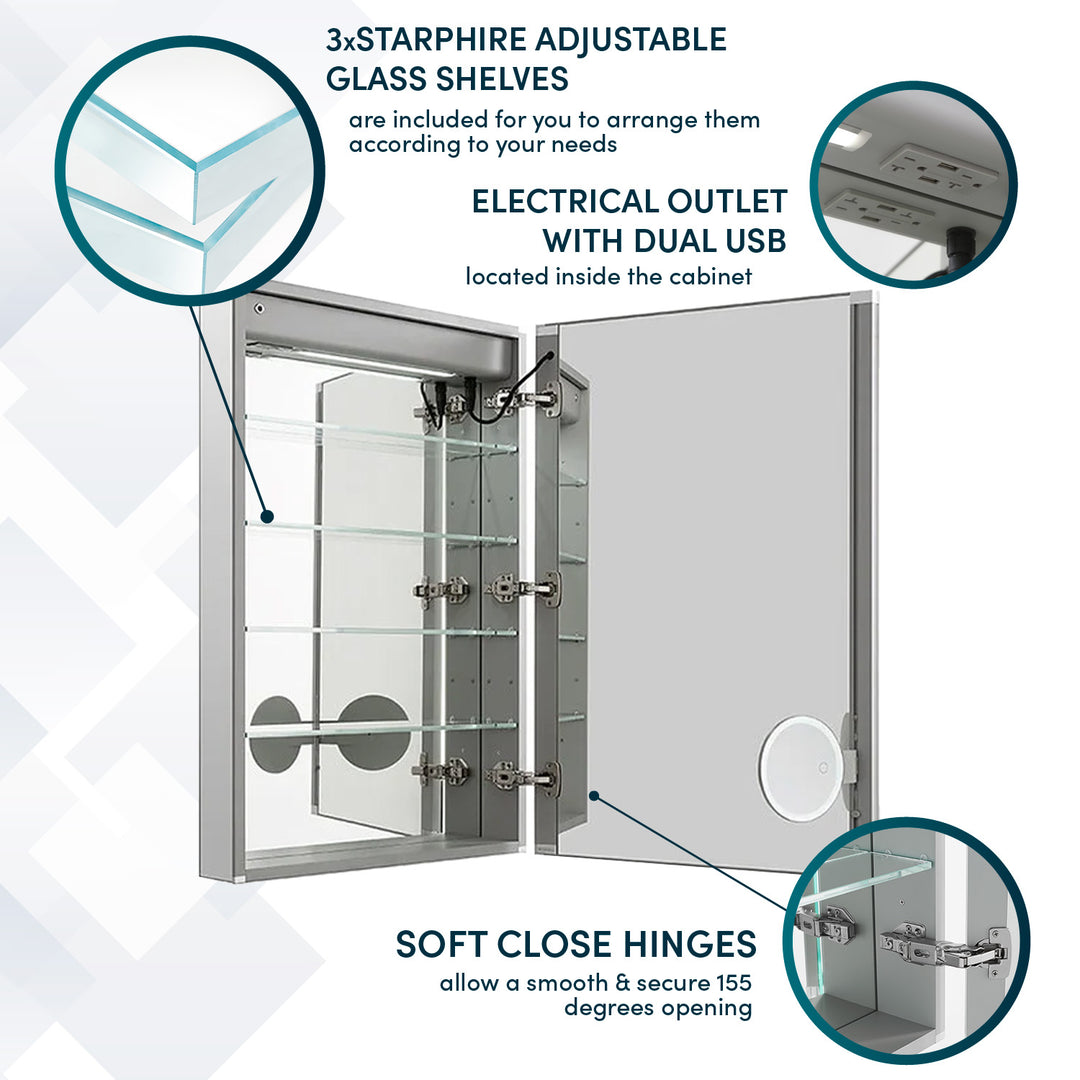 Signature Royale 24" x 36" Right Hinge LED Medicine Cabinet