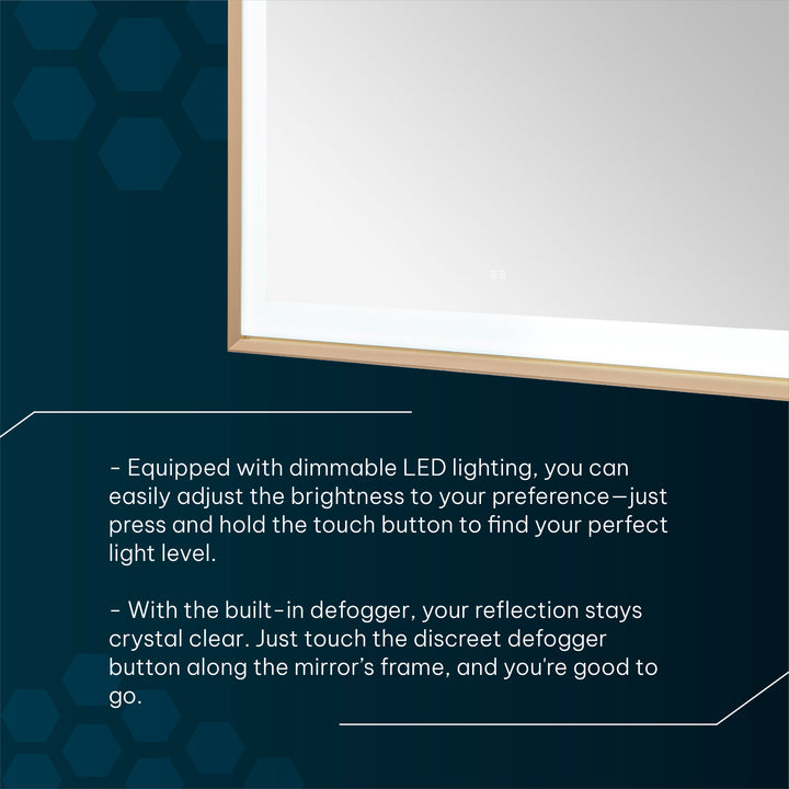 Madison 72" x 36" Framed LED Bathroom Mirror, Anti-Fog in Chrome
