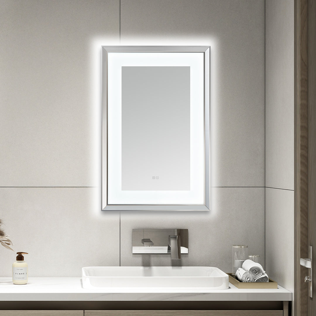 Madison 24" x 36" LED Bathroom Mirror in Chrome, Anti-Fog | ANVE Kitchen & Bath