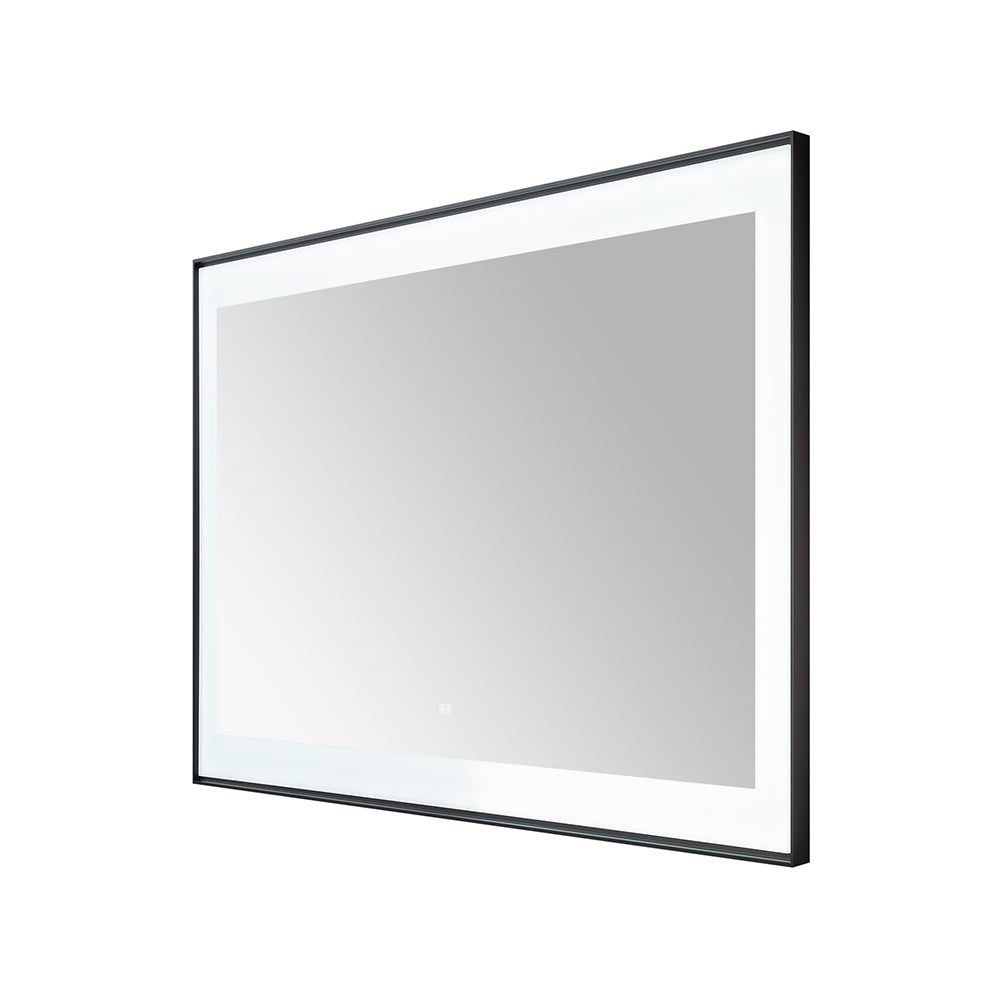 Lexington 48" x 36" LED Bathroom Mirror in Matte Black, Anti-Fog