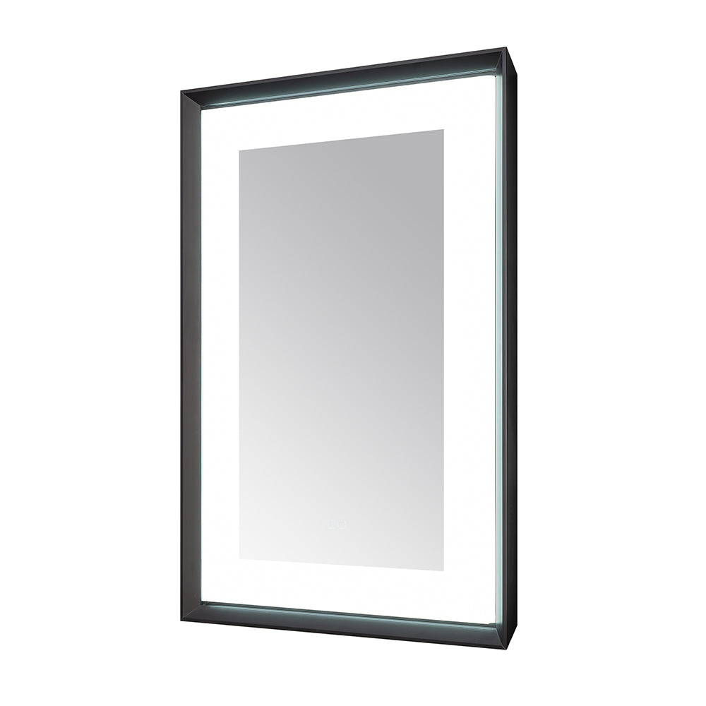 Madison 30" x 36" LED Bathroom Mirror in Matte Black, Anti-Fog