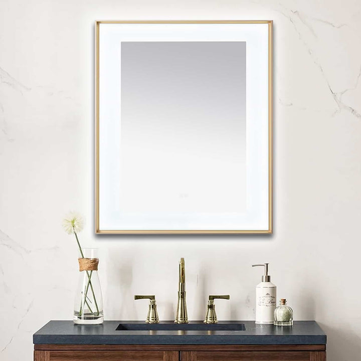 Lexington 30" x 36" LED Bathroom Mirror in Brushed Gold, Anti-Fog | ANVE Kitchen &amp; Bath