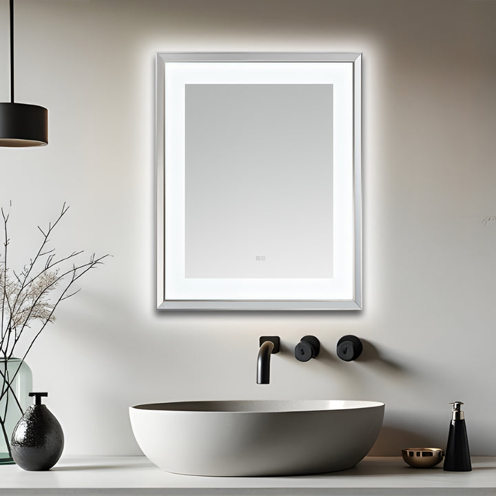 Madison 30" x 36" LED Bathroom Mirror in Chrome, Anti-Fog | ANVE Kitchen &amp; Bath