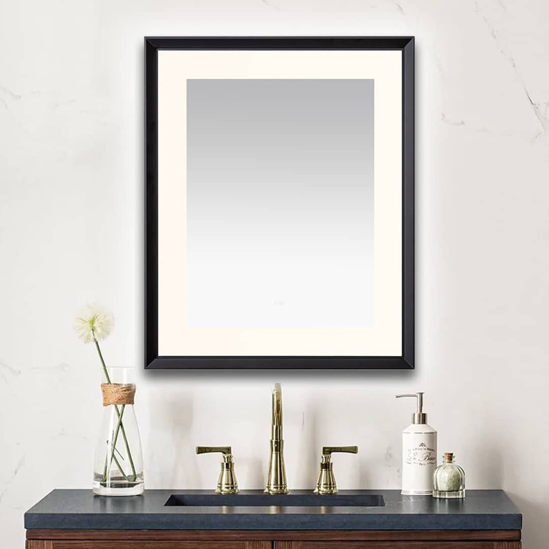 Madison 30" x 36" LED Bathroom Mirror in Matte Black, Anti-Fog | ANVE Kitchen & Bath
