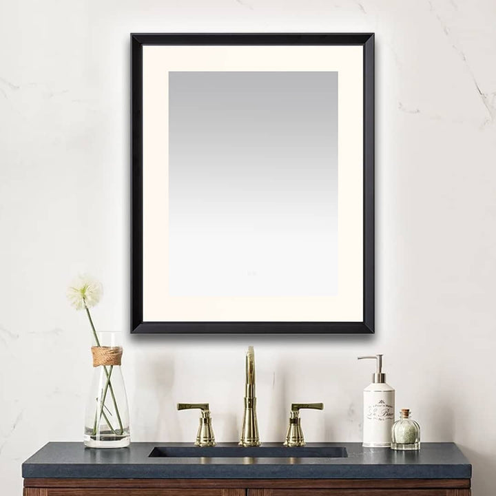Madison 30" x 36" LED Bathroom Mirror in Matte Black, Anti-Fog | ANVE Kitchen &amp; Bath