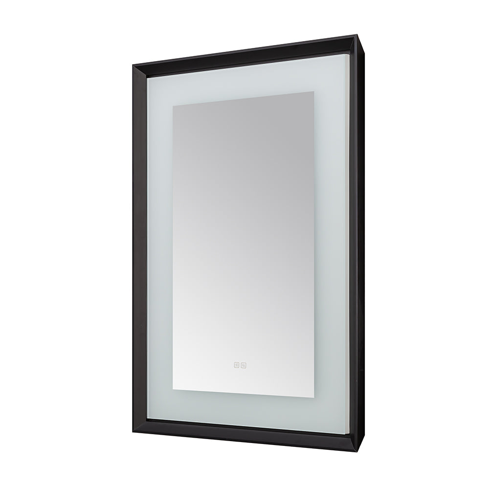 Madison 30" x 36" LED Bathroom Mirror in Matte Black, Anti-Fog