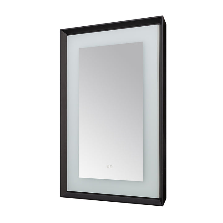 Madison 30" x 36" LED Bathroom Mirror in Matte Black, Anti-Fog