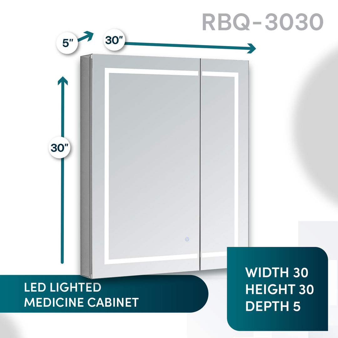 Royale Basic Q 30" x 30" Double Door LED Medicine Cabinet