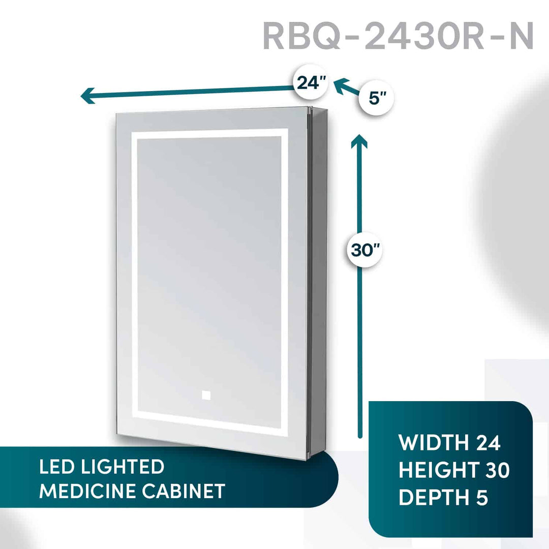 Royale Basic Q 24" x 30" Left Hinge LED Medicine Cabinet