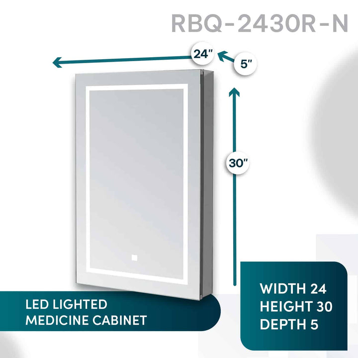 Royale Basic Q 24" x 30" Left Hinge LED Medicine Cabinet
