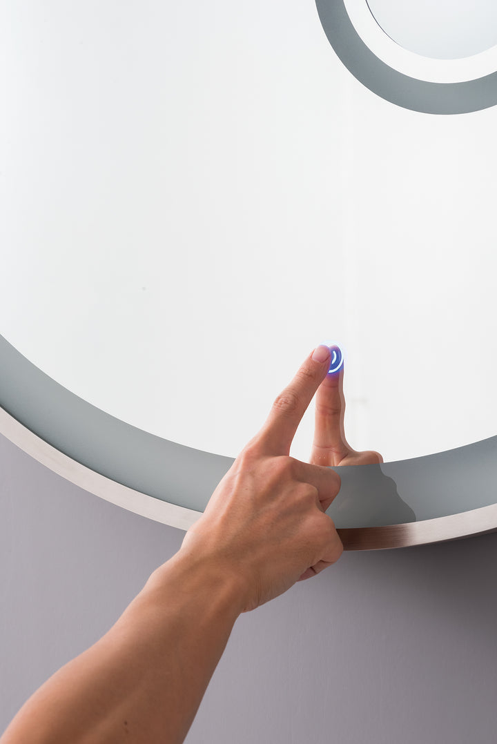 Radiance 35.5" x 35.5" LED Bathroom Mirror, Brushed Nickel | ANVE Kitchen &amp; Bath