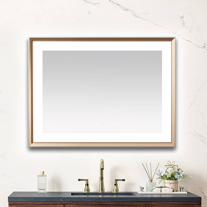 Madison 48" x 36" Framed LED Bathroom Mirror, Anti-Fog in Brushed Gold | ANVE Kitchen &amp; Bath