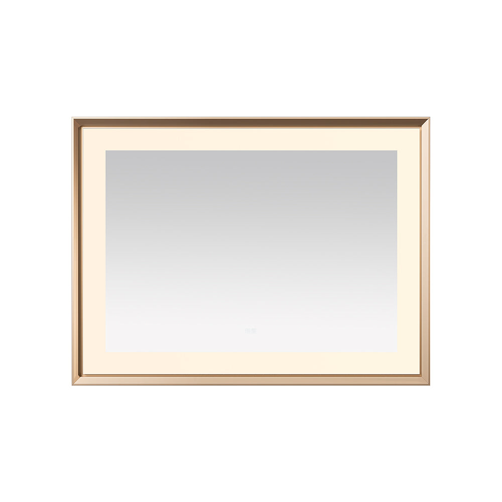 Madison 48" x 36" Framed LED Bathroom Mirror, Anti-Fog in Brushed Gold