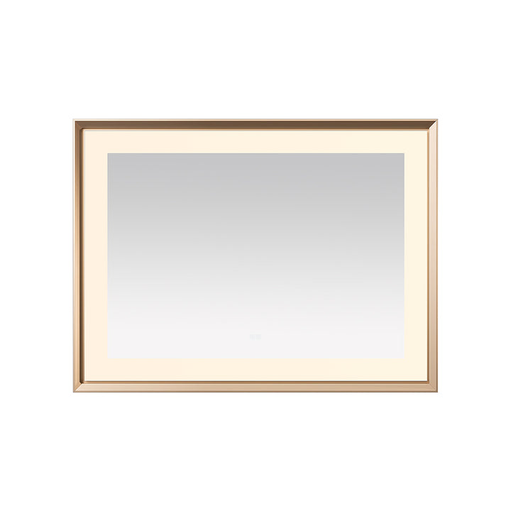 Madison 48" x 36" Framed LED Bathroom Mirror, Anti-Fog in Brushed Gold