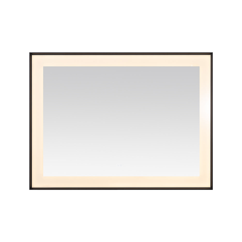 Lexington 48" x 36" LED Bathroom Mirror in Matte Black, Anti-Fog