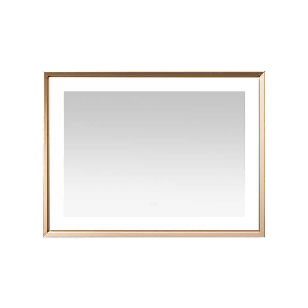 Madison 48" x 36" Framed LED Bathroom Mirror, Anti-Fog in Brushed Gold