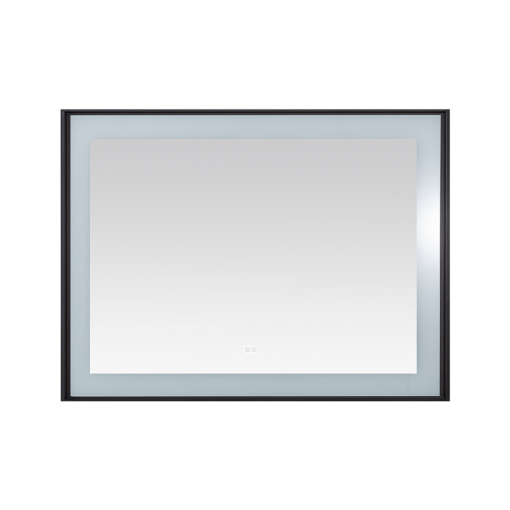 Lexington 48" x 36" LED Bathroom Mirror in Matte Black, Anti-Fog