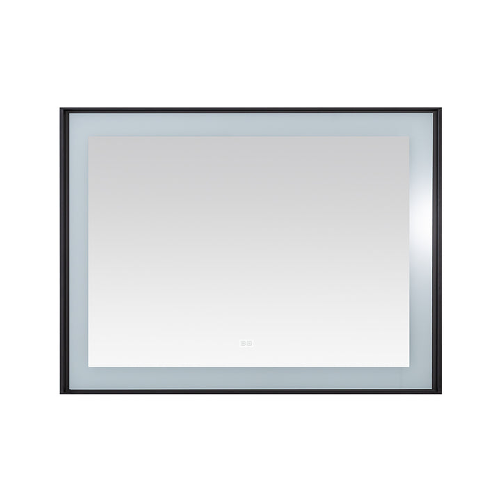 Lexington 48" x 36" LED Bathroom Mirror in Matte Black, Anti-Fog