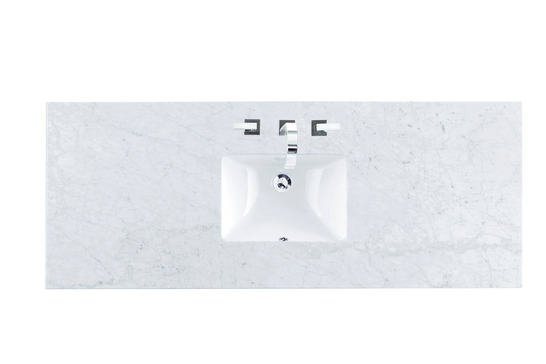 60" Single Carrara White Marble 3 CM Vanity Top with Undermount Sink | ANVE Kitchen &amp; Bath