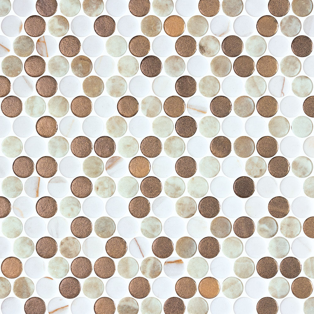 Vetro Round Glass Mosaic Tile | ANVE Kitchen &amp; Bath