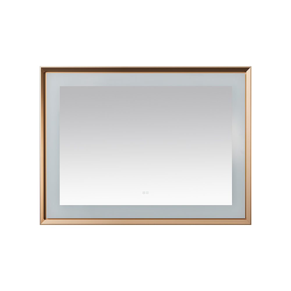 Madison 48" x 36" Framed LED Bathroom Mirror, Anti-Fog in Brushed Gold