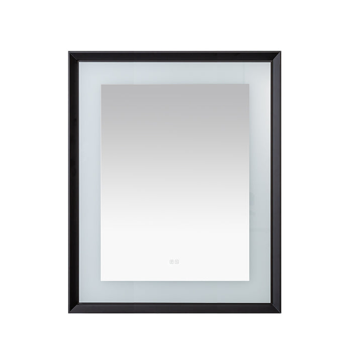 Madison 30" x 36" LED Bathroom Mirror in Matte Black, Anti-Fog