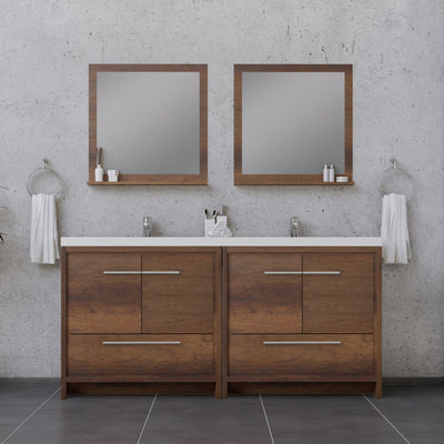 Alya Bath Sortino 72" Double Sink Freestanding Bathroom Vanity in Rosewood | ANVE Kitchen & Bath
