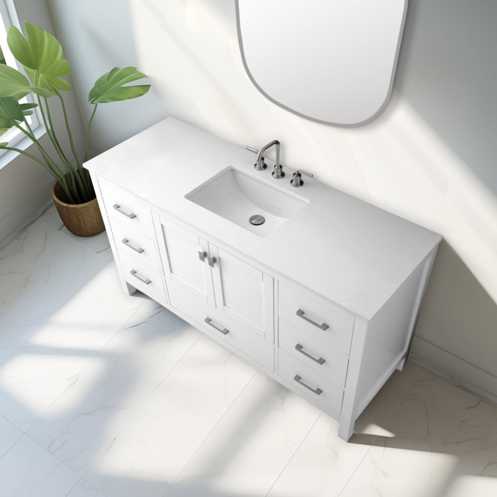 Vanea Freestanding Bathroom Vanity with White Quartz Top