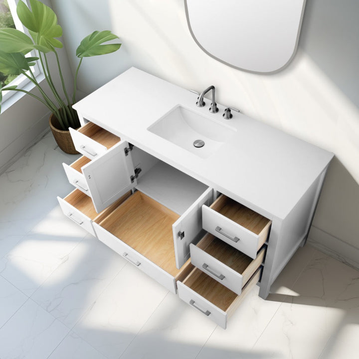 Vanea Freestanding Bathroom Vanity with White Quartz Top