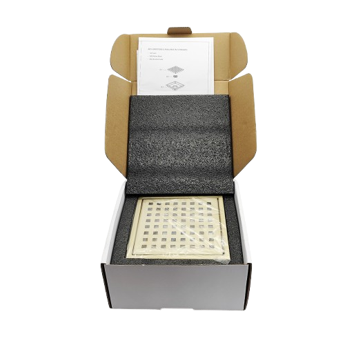 Oceanic Square Grid-Cover Shower Drain in 316 Stainless Steel