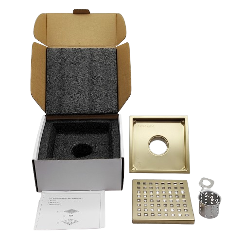 Oceanic Square Grid-Cover Shower Drain in 316 Stainless Steel