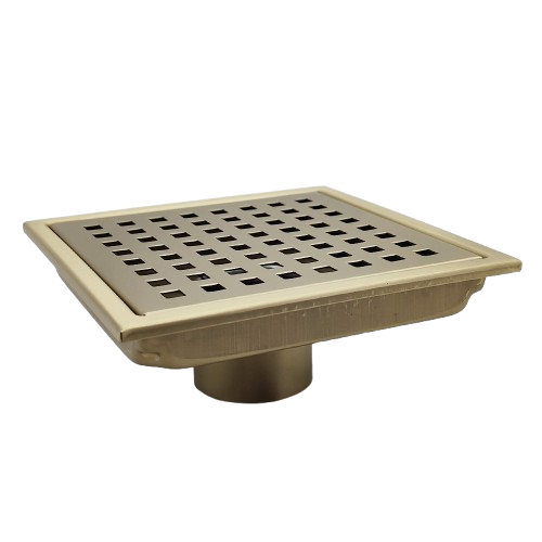 Oceanic Square Grid-Cover Shower Drain in 316 Stainless Steel
