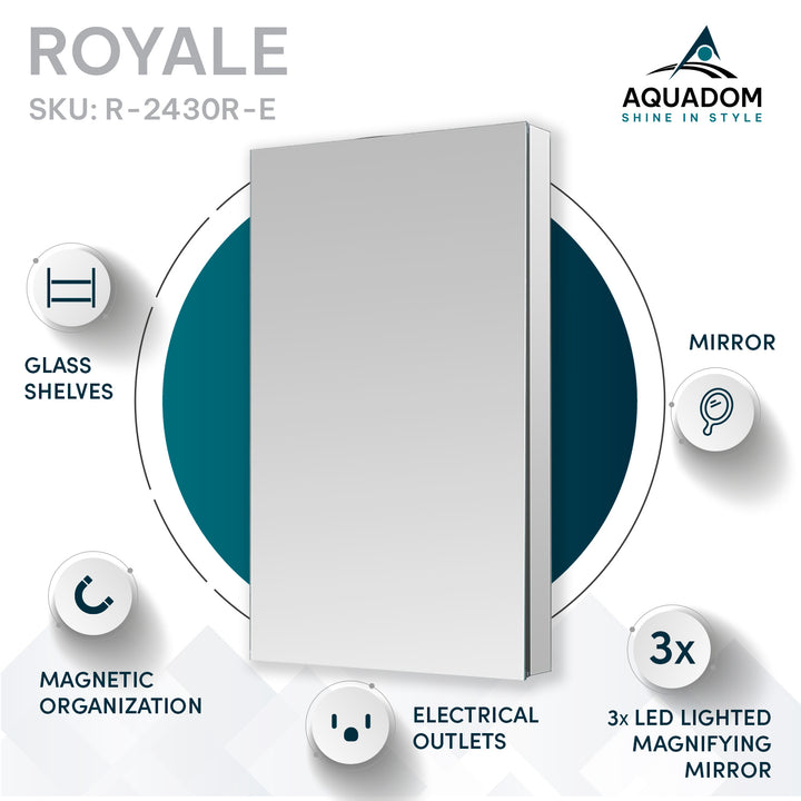 Royale 24" x 30" Right Hinge Medicine Cabinet