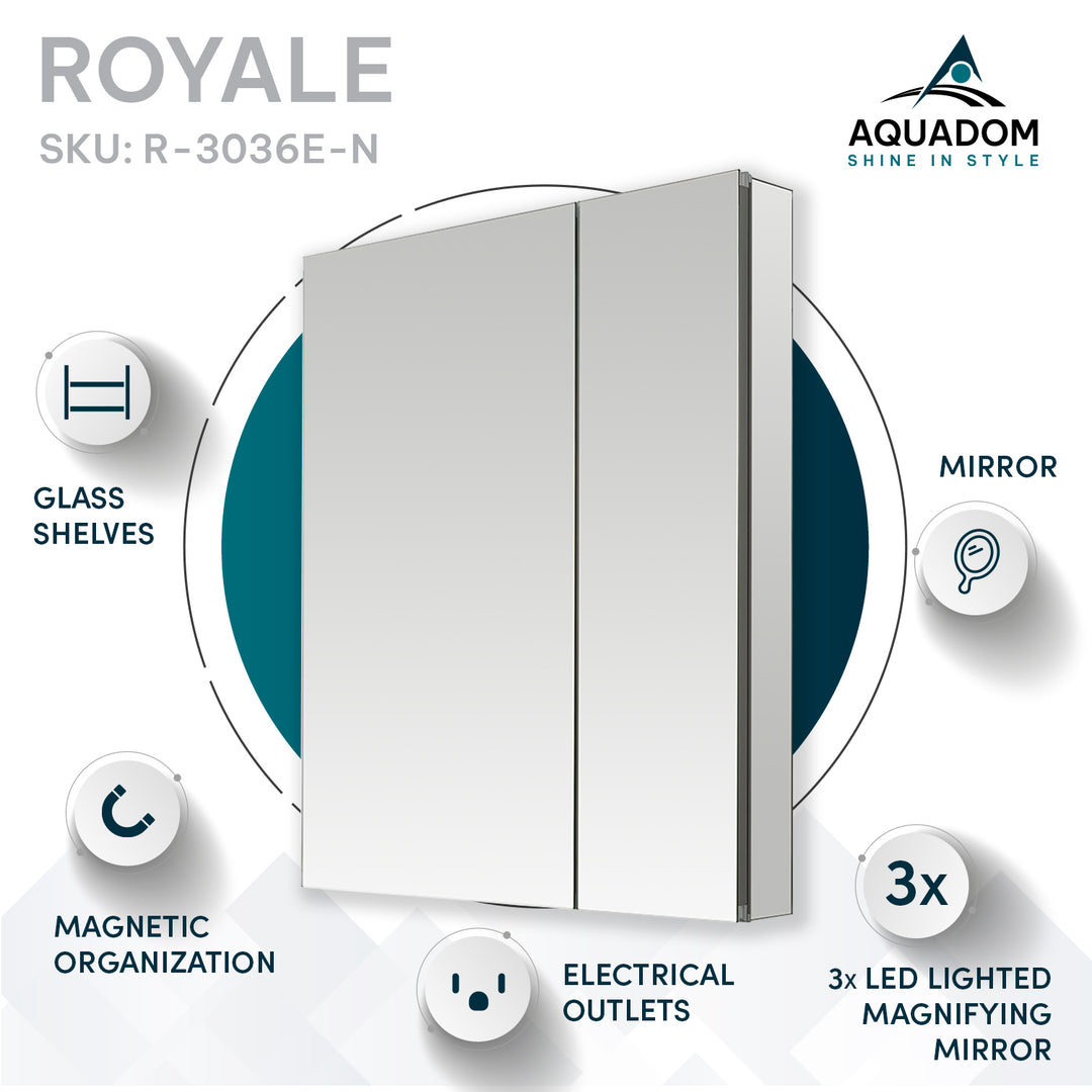 Royale 30" x 36" Double Door Medicine Cabinet