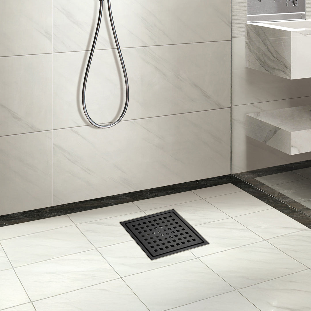 Oceanic Square Grid-Cover Shower Drain in 316 Stainless Steel | ANVE Kitchen &amp; Bath