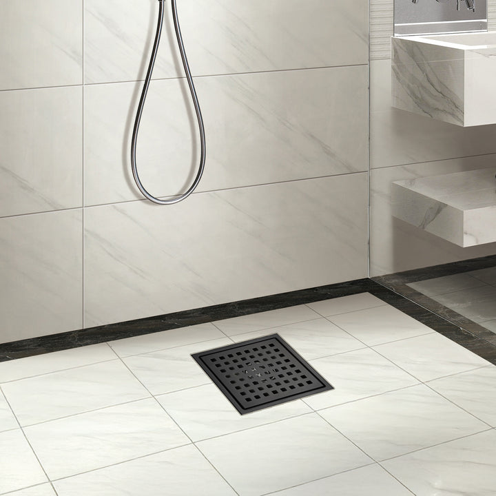 Oceanic Square Grid-Cover Shower Drain in 316 Stainless Steel | ANVE Kitchen &amp; Bath
