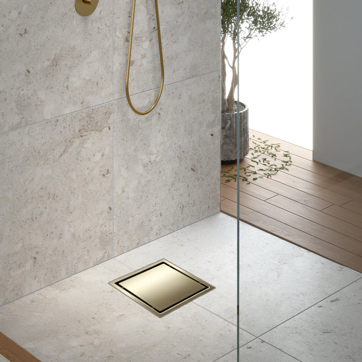 Oceanic 6" x 6" Square Tile-In Shower Drain in 316 Stainless Steel | ANVE Kitchen &amp; Bath