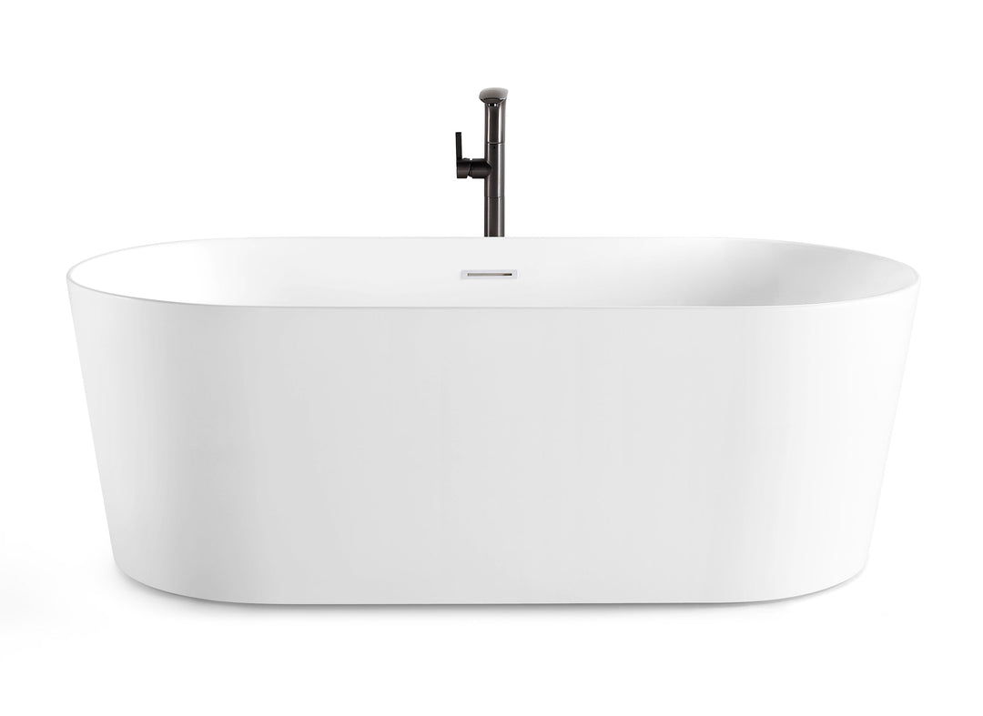 60" Acrylic Freestanding Bathtub in Matte White, Acrylic Bt 03 | ANVE Kitchen & Bath