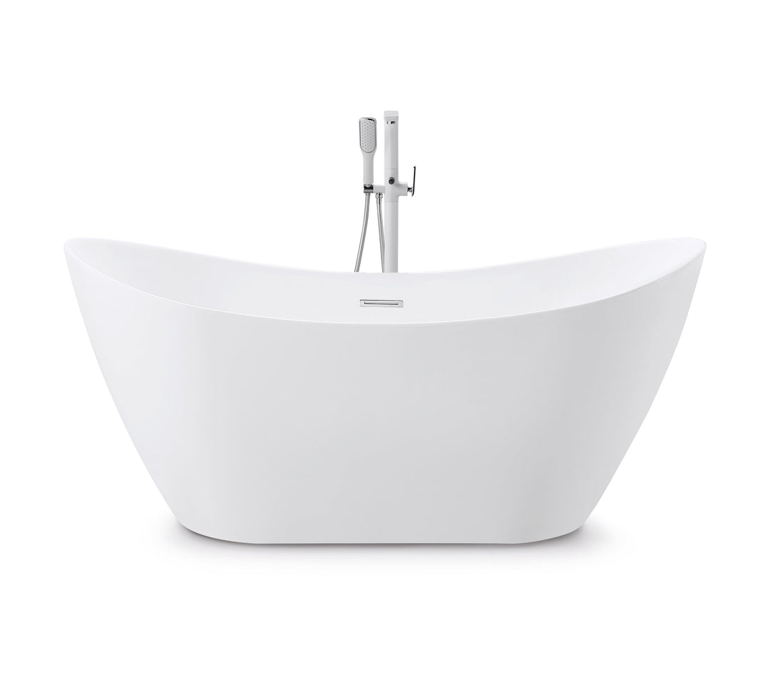 60" Acrylic Freestanding Bathtub in Gloss White | ANVE Kitchen & Bath