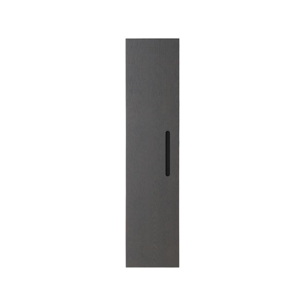 A Cartisan Design Side Cabinet door in dark gray, tall and narrow with a rectangular shape, featuring a vertical black handle slot near the middle right side, shown against a plain white background.