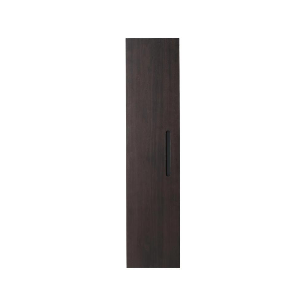 A tall, rectangular, dark brown Cartisan Design Side Cabinet with a vertical recessed handle on the right, displayed against a plain white background.