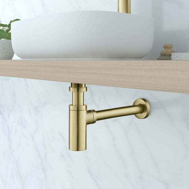 Decorative Round Bottle Trap in Brushed Gold