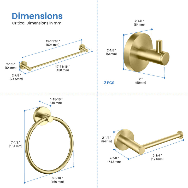 Halo 5-Piece Bathroom Hardware Set in 3